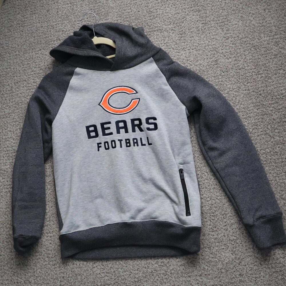 YOUTH LARGE - Chicago Bears Youth Foundation Pullover Hooded Sweatshirt - Gray